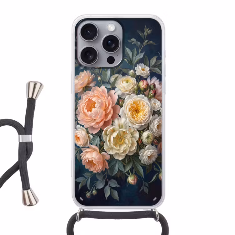 Bloemen - Boeket - Natuur - Klassiek - Kleurrijk Hoesje iPhone 16 Pro Max met koord klein -3d