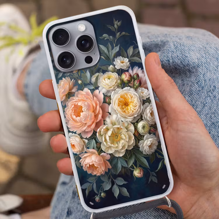 Bloemen - Boeket - Natuur - Klassiek - Kleurrijk Hoesje iPhone 16 Pro Max met koord klein -sfeer3