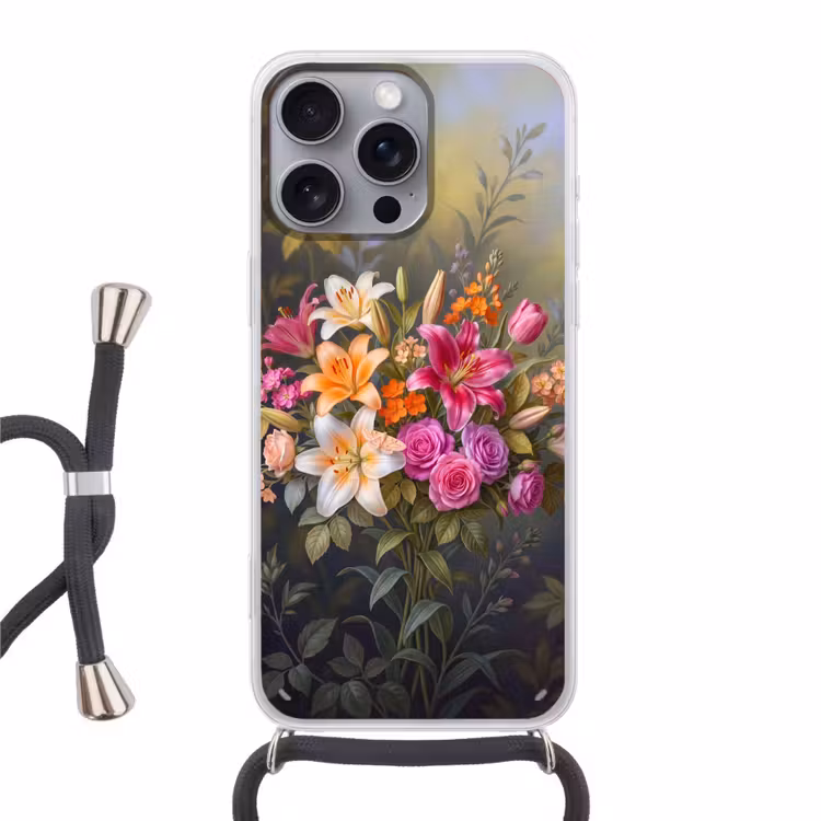 Bloemen - Boeket - Natuur - Kleurrijk - Modern Hoesje iPhone 16 Pro Max met koord klein -3d
