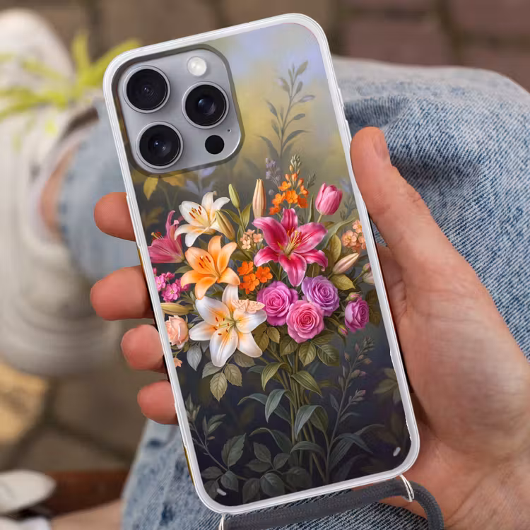 Bloemen - Boeket - Natuur - Kleurrijk - Modern Hoesje iPhone 16 Pro Max met koord klein -sfeer3