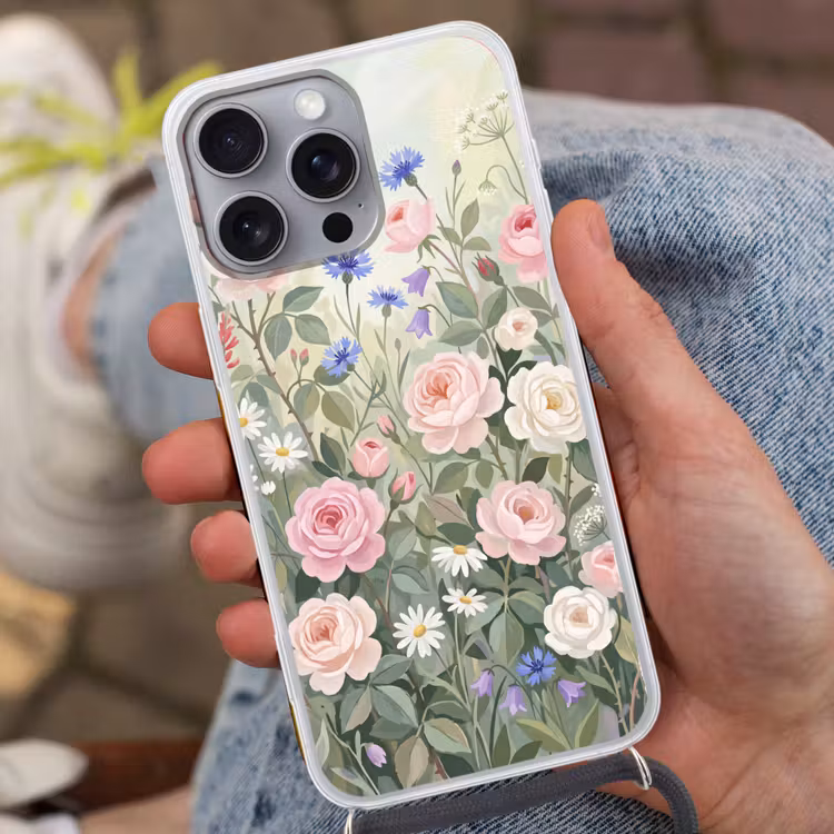 Bloemen - Tuin - Natuur - Kleurrijk Hoesje iPhone 16 Pro Max met koord klein -sfeer3