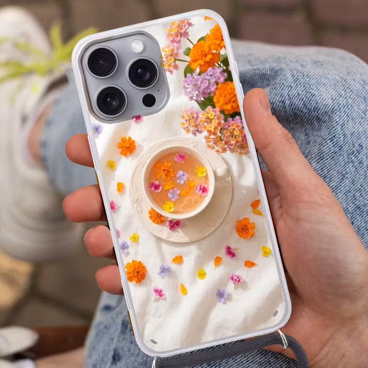 Bloemen - Kop - Natuur - Kleurrijk - Zomer Hoesje iPhone 16 Pro Max met koord klein -sfeer3