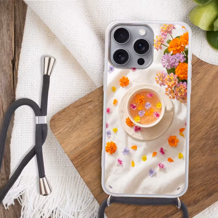 Bloemen - Kop - Natuur - Kleurrijk - Zomer Hoesje iPhone 16 Pro Max met koord klein -sfeer4