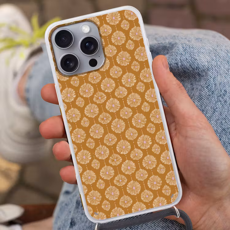 Bloemen - Modern - Oker Hoesje iPhone 16 Pro Max met koord klein 804 -sfeer3
