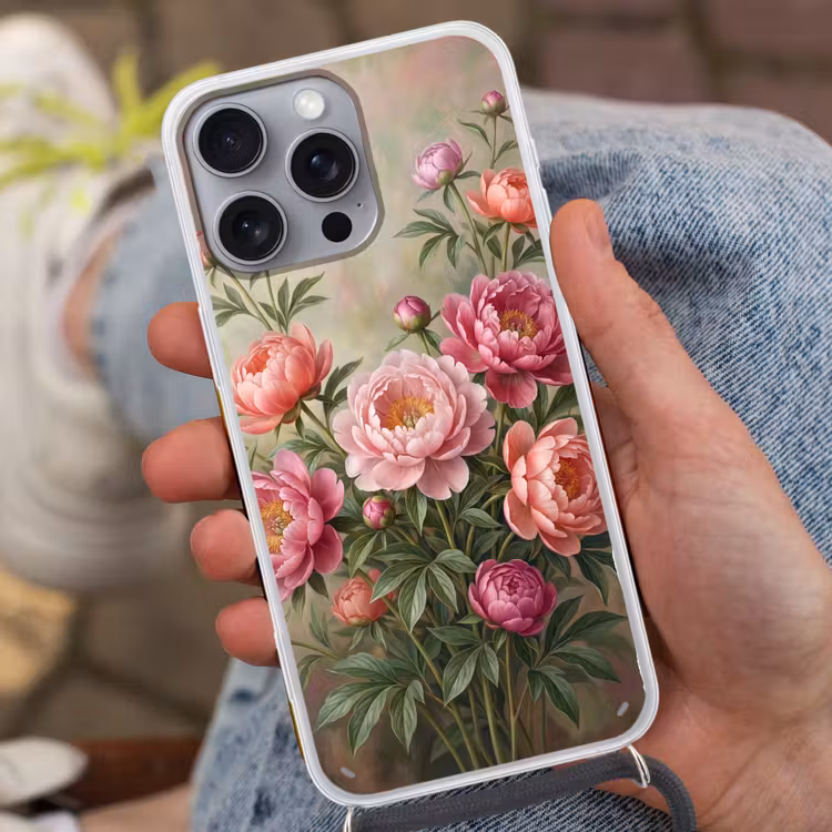 Bloemen - Roze - Klassiek - Gedetailleerd - Natuur Hoesje iPhone 16 Pro Max met koord klein -sfeer3
