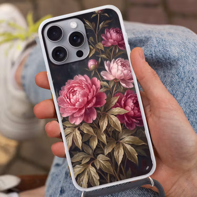 Bloemen - Roze - Klassiek - Natuur Hoesje iPhone 16 Pro Max met koord klein -sfeer3