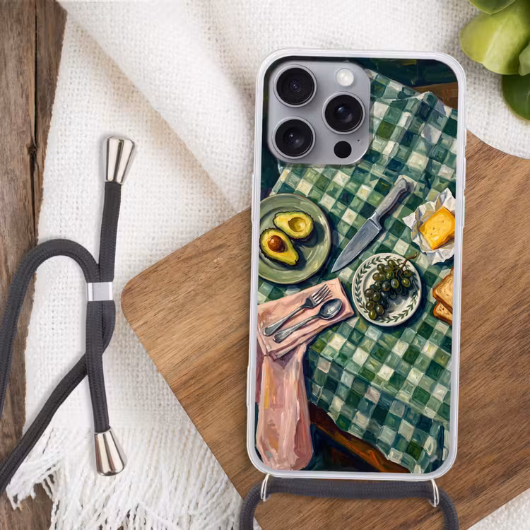 Eten - Ontbijt - Tafel - Modern - Groen Hoesje iPhone 16 Pro Max met koord klein -sfeer4