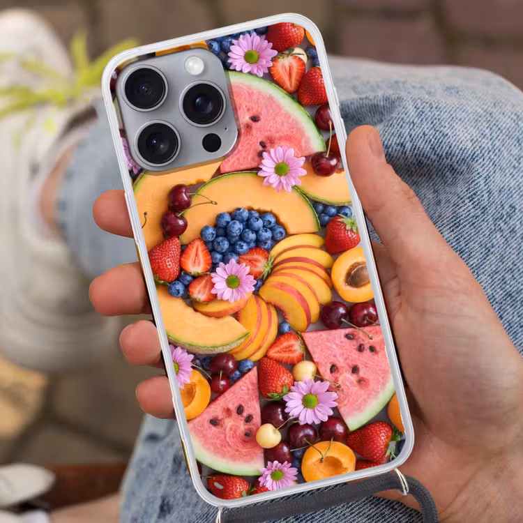 Eten - Fruit - Zomer - Kleurrijk Hoesje iPhone 16 Pro Max met koord klein -sfeer3