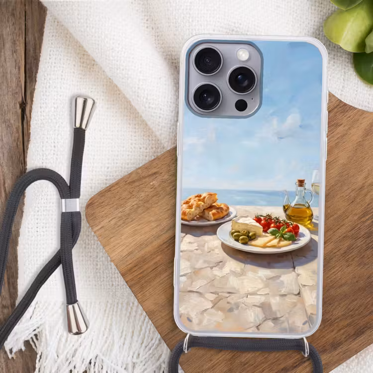 Eten - Middellandse Zee - Natuur - Geschilderd Hoesje iPhone 16 Pro Max met koord klein -sfeer4