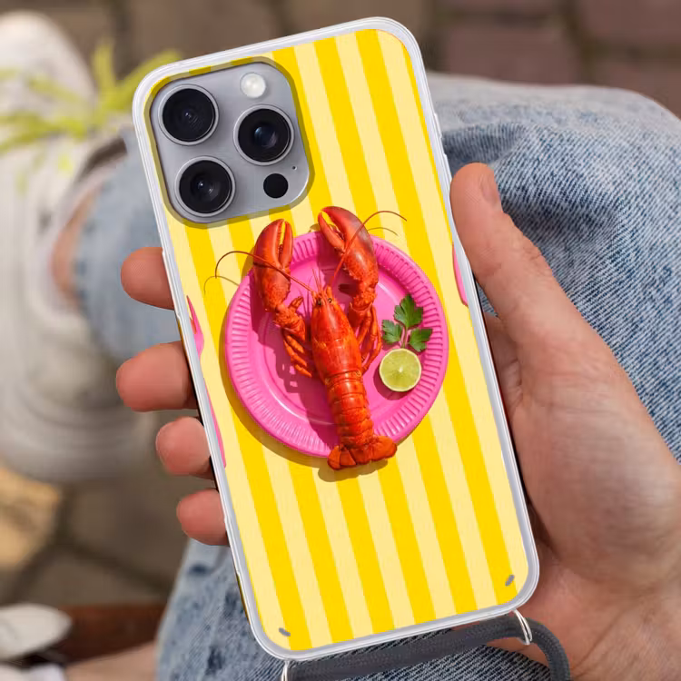 Eten - Roze - Geel - Modern - Culinaire Hoesje iPhone 16 Pro Max met koord klein -sfeer3