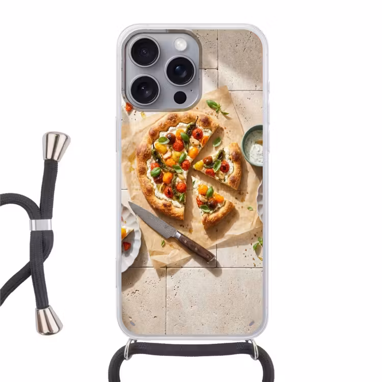 Eten - Tomaten - Basilicum - Maaltijd - Vers Hoesje iPhone 16 Pro Max met koord klein -3d
