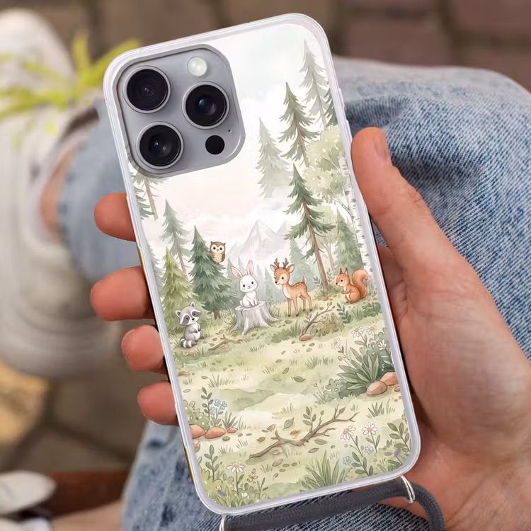 Bos - Dieren - Groen Hoesje iPhone 16 Pro Max met koord klein -sfeer3