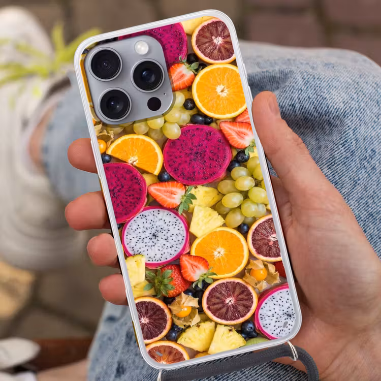 Fruit - Assortiment - Kleurrijk - Gezondheid Hoesje iPhone 16 Pro Max met koord klein -sfeer3