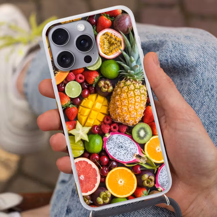 Fruit - Assortiment - Vers - Gezond - Kleurrijk Hoesje iPhone 16 Pro Max met koord klein -sfeer3