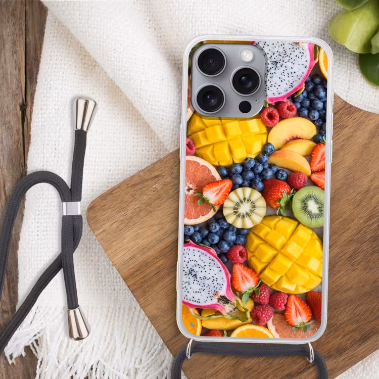 Fruit - Versneden - Kleurrijk - Eten - Gezond Hoesje iPhone 16 Pro Max met koord klein -sfeer4