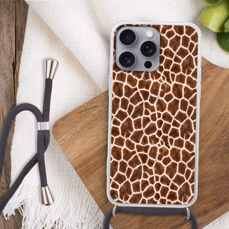 Giraf - Vacht - Klassiek - Bruin Hoesje iPhone 16 Pro Max met koord klein -sfeer4