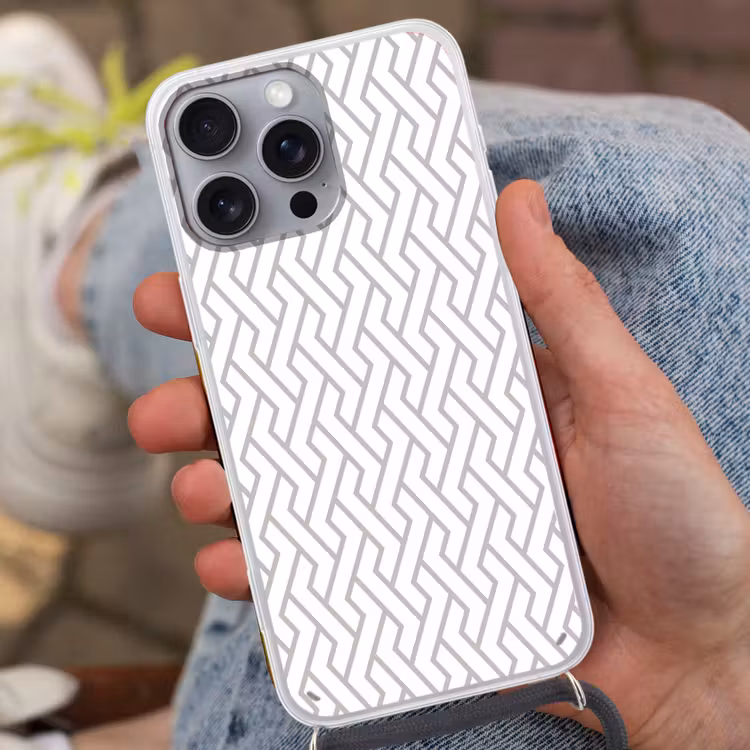 Grafisch - Patroon - Modern - Lijn Hoesje iPhone 16 Pro Max met koord klein 804 -sfeer3