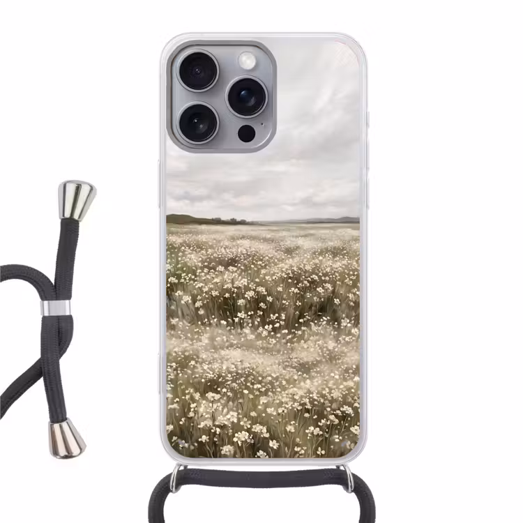 Illustratie - Landschap - Wit Hoesje iPhone 16 Pro Max met koord klein -3d