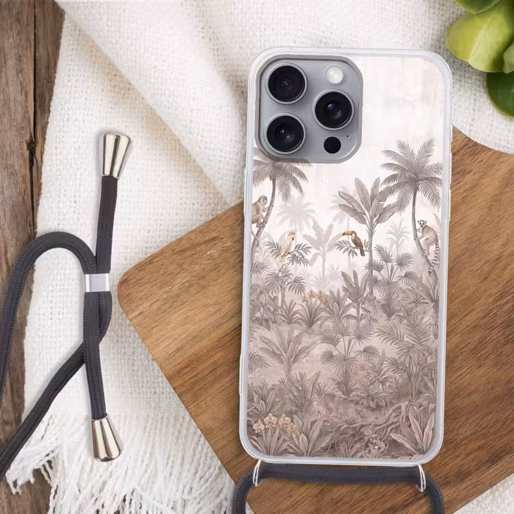 Jungle - Dieren - Palmbomen Hoesje iPhone 16 Pro Max met koord klein -sfeer4