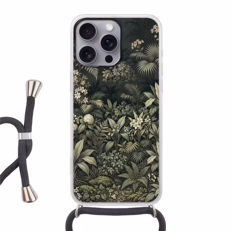 Jungle - Bladeren - Botanisch - Groen Hoesje iPhone 16 Pro Max met koord klein -3d