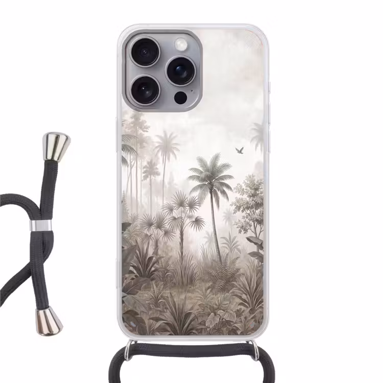 Jungle - Palmbomen - Natuur Hoesje iPhone 16 Pro Max met koord klein -3d