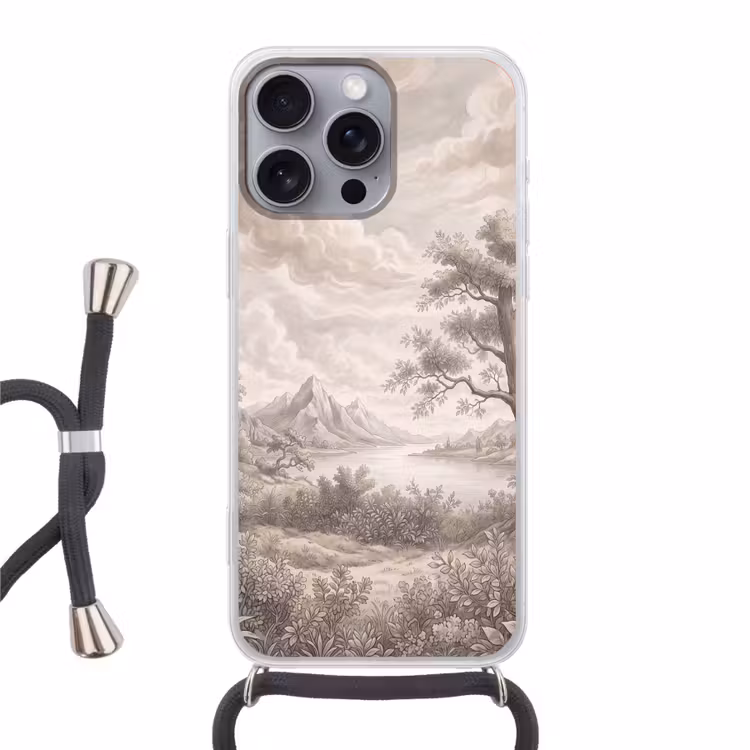 Landschap - Bergen - Meer - Natuur Hoesje iPhone 16 Pro Max met koord klein -3d