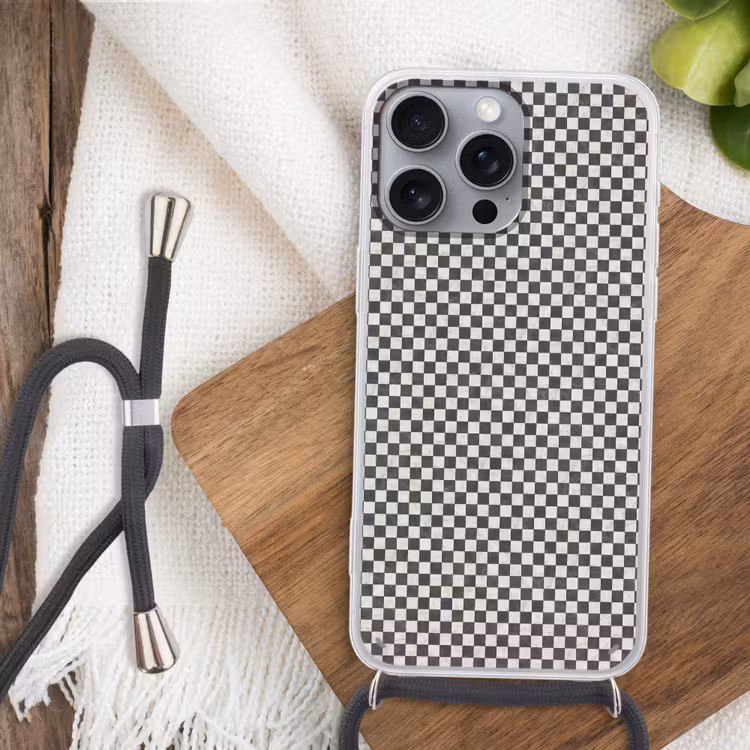 Marmer - Patroon - Grijs Hoesje iPhone 16 Pro Max met koord klein 804 -sfeer4