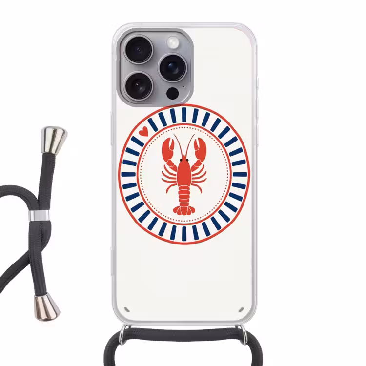 Zeeleven - Kreeft - Embleem - Grafisch - Rood Hoesje iPhone 16 Pro Max met koord klein -3d
