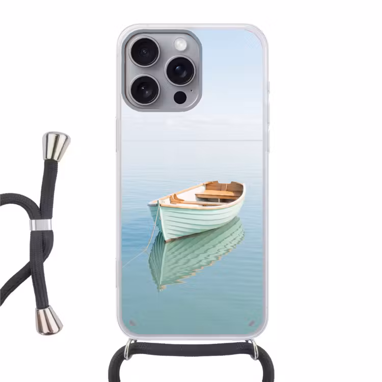 Minimalistisch - Boot - Zee Hoesje iPhone 16 Pro Max met koord klein -3d