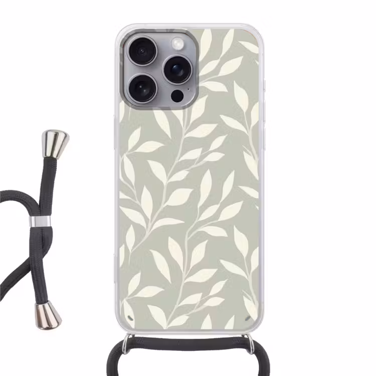 Minimalistisch - Patroon - Groen Hoesje iPhone 16 Pro Max met koord klein 804 -3d