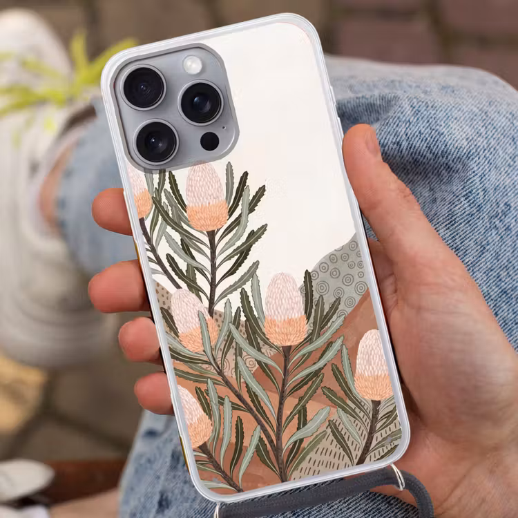 Modern - Heuvels - Terracotta Hoesje iPhone 16 Pro Max met koord klein -sfeer3
