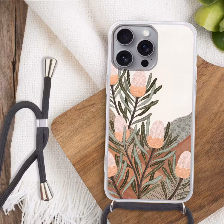 Modern - Heuvels - Terracotta Hoesje iPhone 16 Pro Max met koord klein -sfeer4