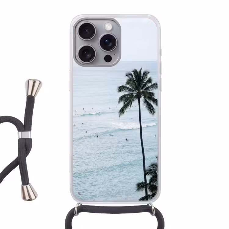 Oceaan - Palmbomen - Surfers Hoesje iPhone 16 Pro Max met koord klein -3d