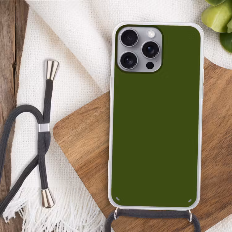 Olive - Drab - Groen Hoesje iPhone 16 Pro Max met koord klein 804 -sfeer4