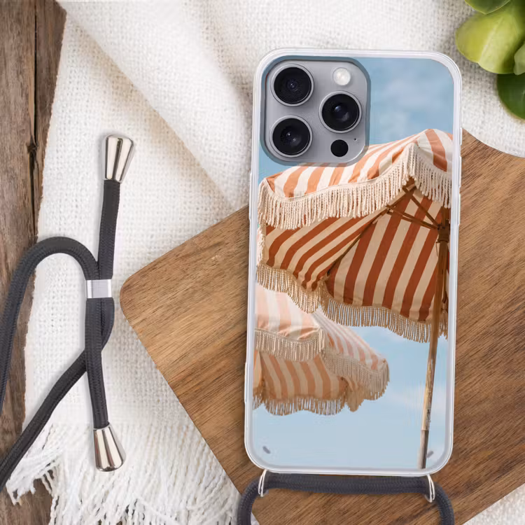 Parasol - Lucht - Rood Hoesje iPhone 16 Pro Max met koord klein -sfeer4