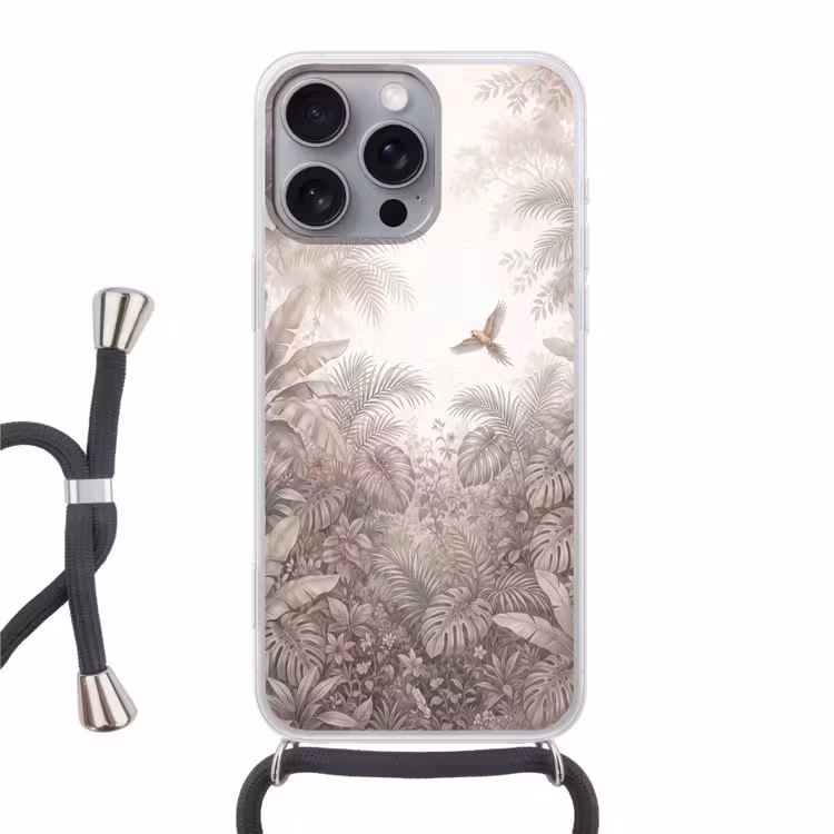 Papagaai - Jungle - Tropisch Hoesje iPhone 16 Pro Max met koord klein -3d