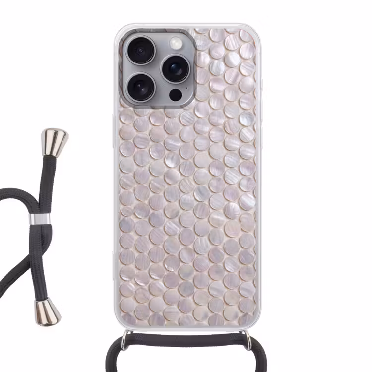 Patroon - Cirkels - Abstract - Modern - Wit Hoesje iPhone 16 Pro Max met koord klein -3d