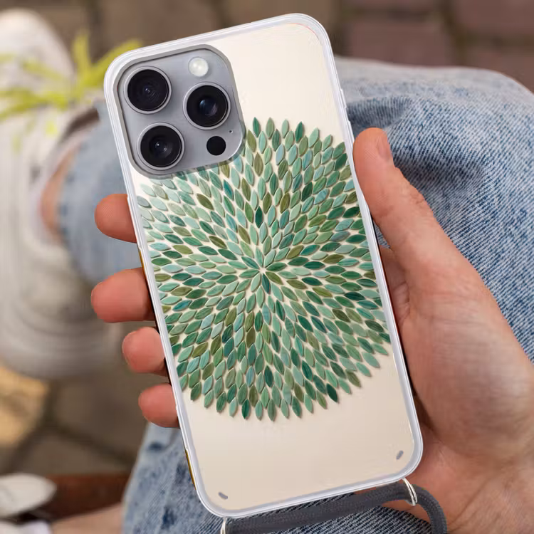 Patroon - Blad - Groen - Abstract Hoesje iPhone 16 Pro Max met koord klein -sfeer3