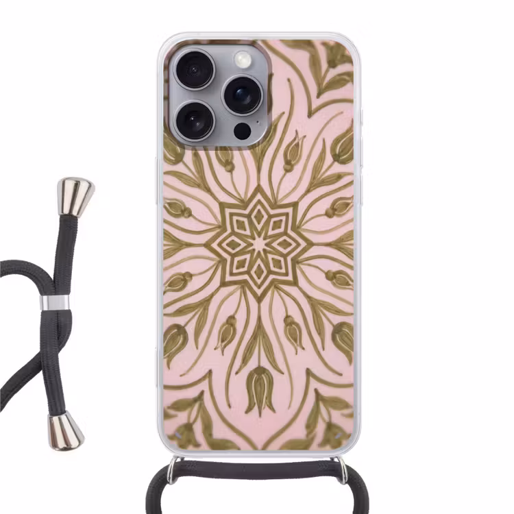 Patroon - Mandala - Decoratie - Abstract - Groen Hoesje iPhone 16 Pro Max met koord klein -3d