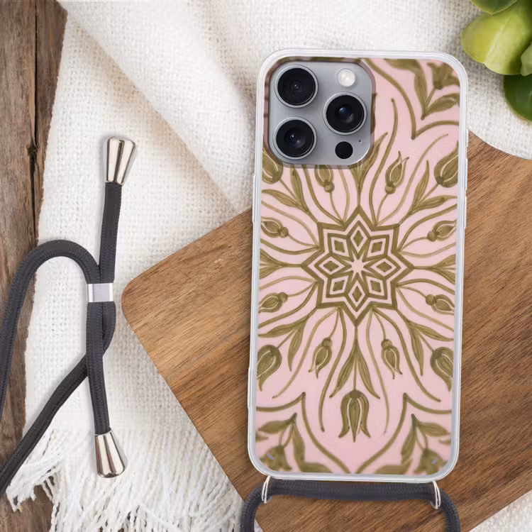 Patroon - Mandala - Decoratie - Abstract - Groen Hoesje iPhone 16 Pro Max met koord klein -sfeer4