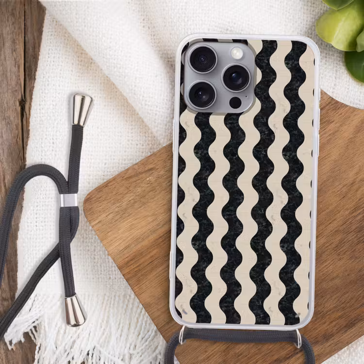 Patroon - Marmer - Groen - Cremé Hoesje iPhone 16 Pro Max met koord klein 804 -sfeer4