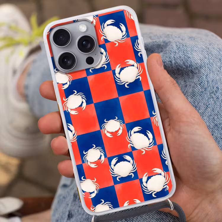 Patroon - Zeeleven - Rood - Blauw - Abstract Hoesje iPhone 16 Pro Max met koord klein -sfeer3
