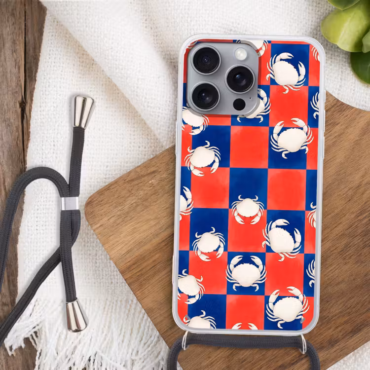 Patroon - Zeeleven - Rood - Blauw - Abstract Hoesje iPhone 16 Pro Max met koord klein -sfeer4