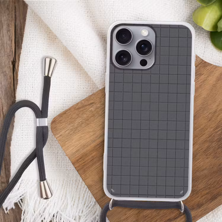 Patroon - Tegel - Grafiet - Grijs Hoesje iPhone 16 Pro Max met koord klein 804 -sfeer4
