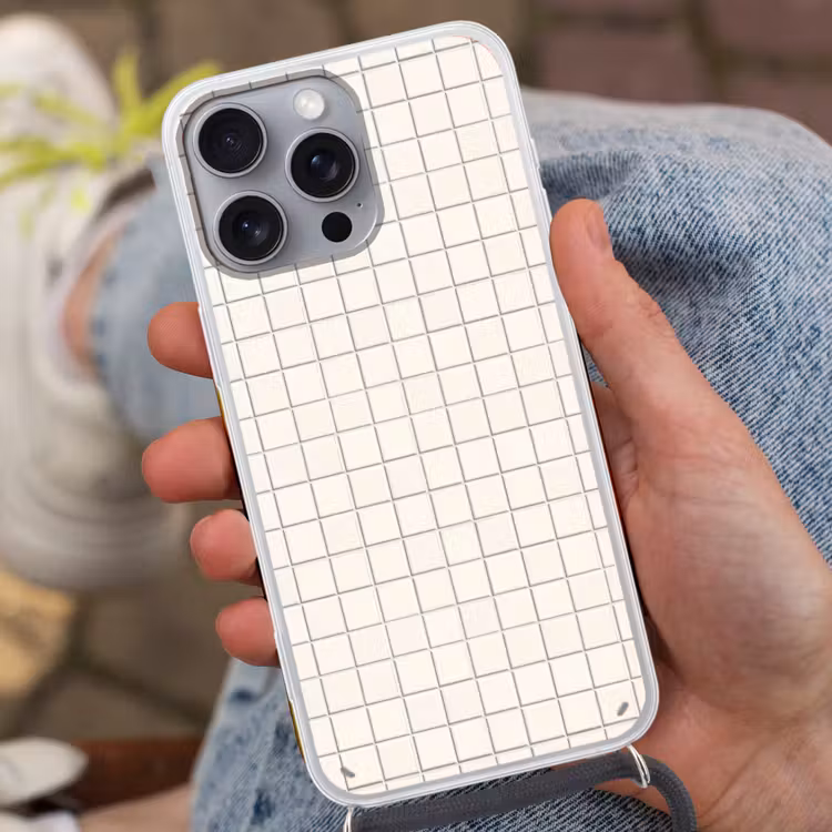 Patroon - Tegels - Wit Hoesje iPhone 16 Pro Max met koord klein 804 -sfeer3