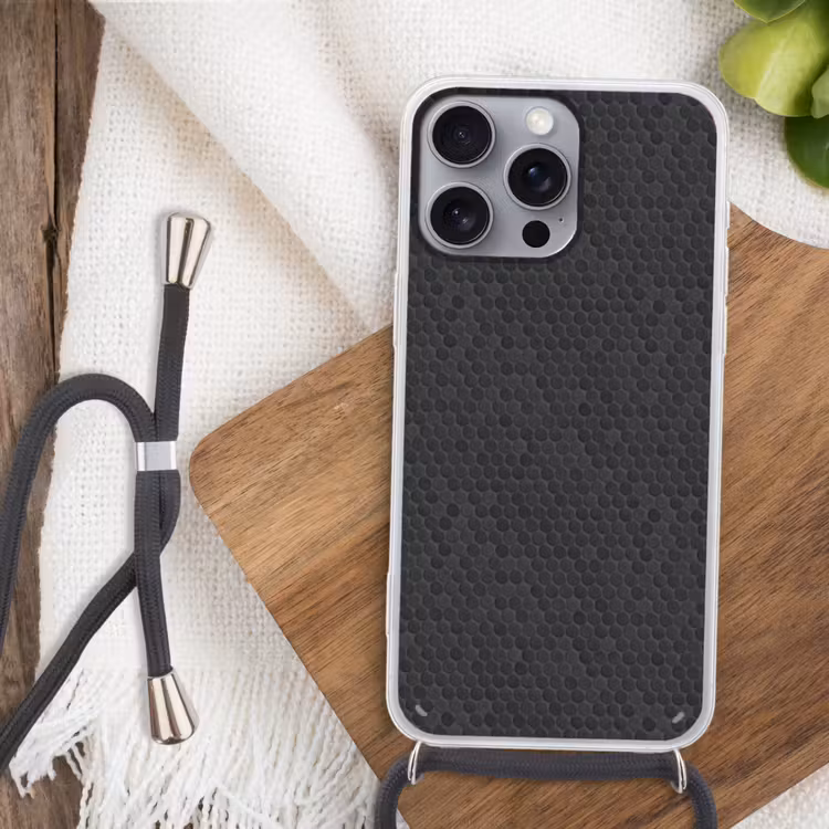Penny - Mozaïek - Donkergrijs Hoesje iPhone 16 Pro Max met koord klein 804 -sfeer4