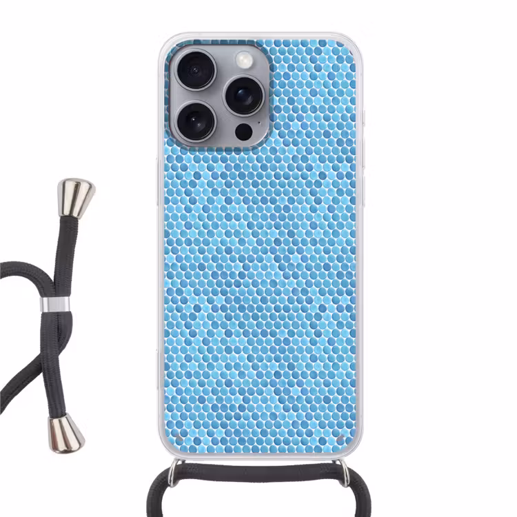 Penny - Mozaïek - Lichtblauw Hoesje iPhone 16 Pro Max met koord klein 804 -3d