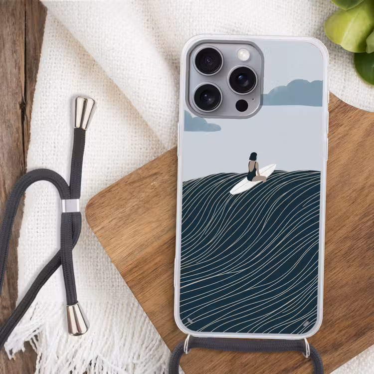 Persoon - Surfen - Oceaan - Natuur - Modern Hoesje iPhone 16 Pro Max met koord klein -sfeer4