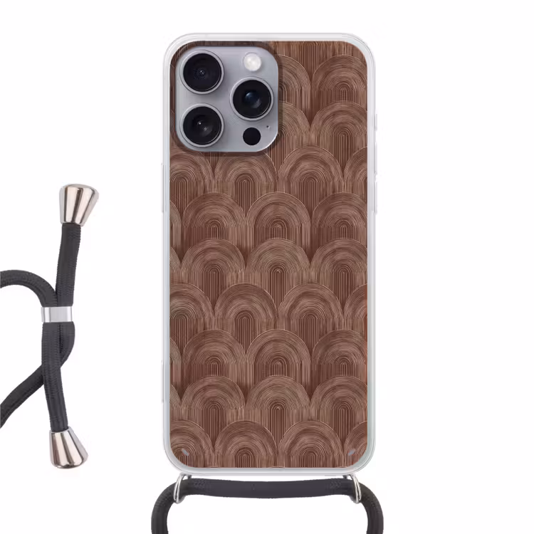 Ritmisch - Effect - Bruin Hoesje iPhone 16 Pro Max met koord klein 804 -3d