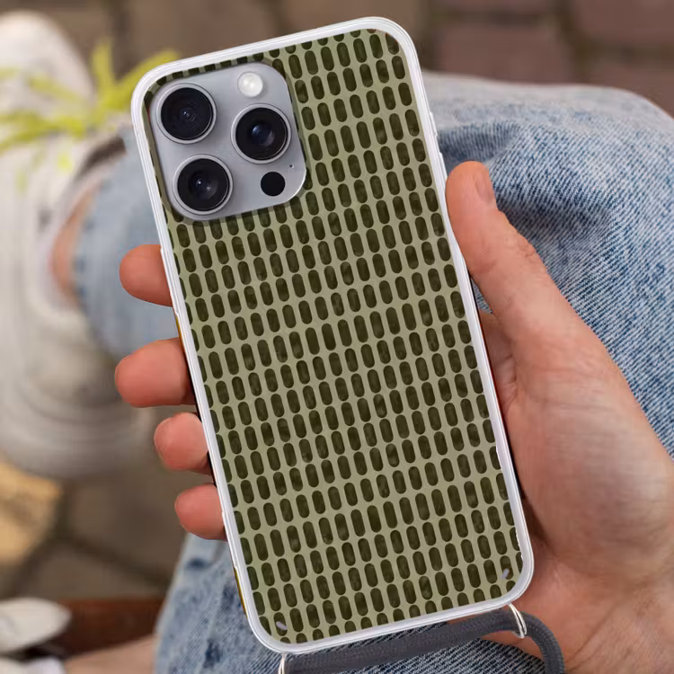 Ritmisch - Effect - Groen Hoesje iPhone 16 Pro Max met koord klein 804 -sfeer3